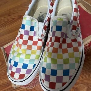 Rainbow slip on vans